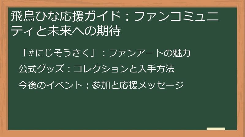 飛鳥ひな応援ガイド：ファンコミュニティと未来への期待